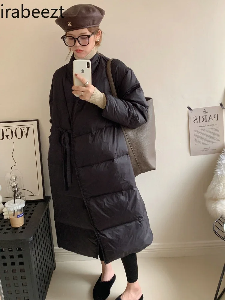 Down Padded Jacket Women\'s Mid-length 2024 New Korean Over The Knee Loose Large Size Thick Winter Clothes Women Coat