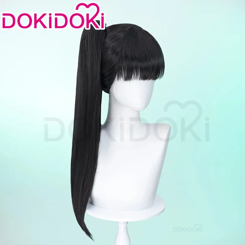 متوفر في المخزون شعر مستعار لعبة Stellar Blade شعر مستعار تأثيري DokiDoki النساء 50 سنتيمتر أسود طويل الشعر عشية مقاومة للحرارة الشعر غطاء شعر مستعار مجاني