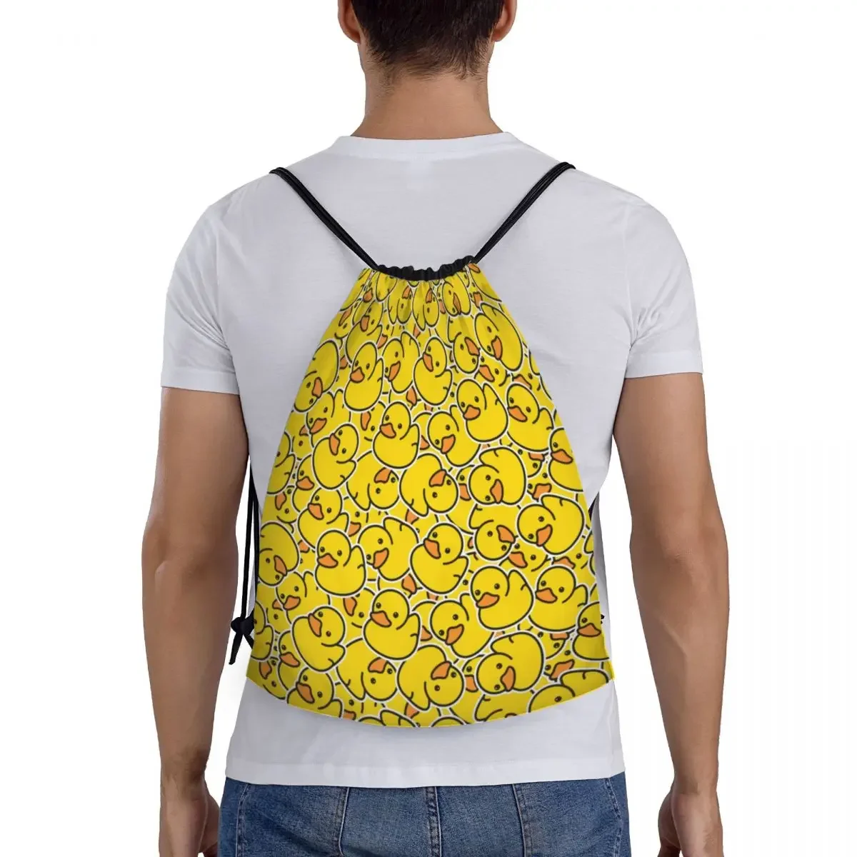 Sacos De Cordão De Patos Amarelos Personalizados, Mochilas De Ioga, Esportes De Desenhos Animados, Ginásio, Compras, Homens, Mulheres