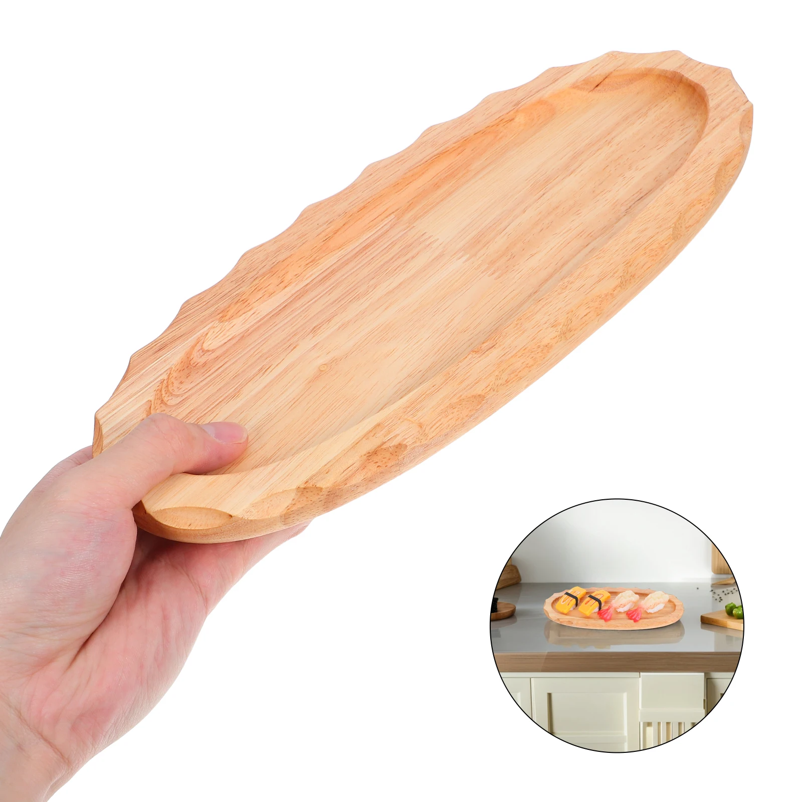 

Sushi Plate Wood Tray Japanese Style Appetizer Fruit Platter Snack Dishes Party Buffet Kitchen Multifunctional Easy Clean