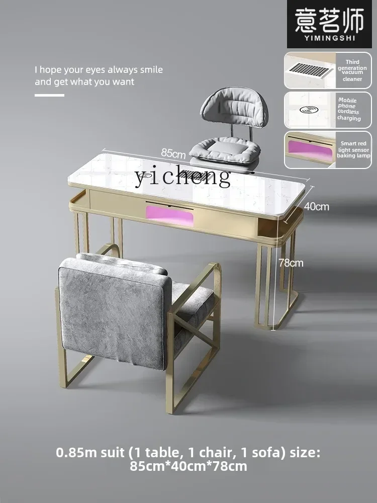 n3  Marble Nail Art Table and Chair Set Brushless Vacuum Cleaner Single and Double Triple Nail Art Table