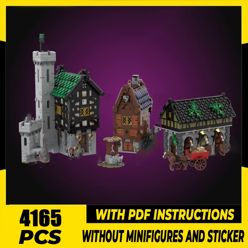 

Moc Building Bricks The Medieval Village - Series 1 Bundle Castle Model Building Technology Modular Blocks Construstion Toy Gift