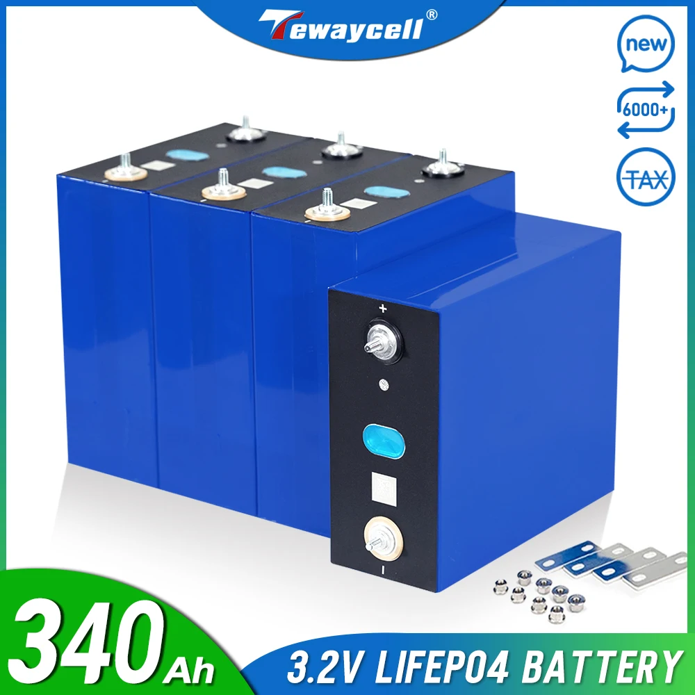 Tewaycell Brand New 340AH 3.2V Lifepo4 Battery Grade A Cells 12V 24V 48V Rechargeable Battery Pack for Solar EU US Tax Free