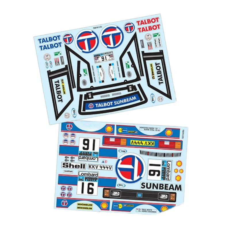 Sunbeam Decal Sheet bodyshell stickers for RC Rally car 1/10 Lotus talbot Clear lexan body shell