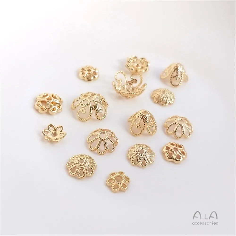 14K Gold Plating Hollow out flower holder hat bead holder bead DIY string first jewelry bracelet bead scattered bead accessories