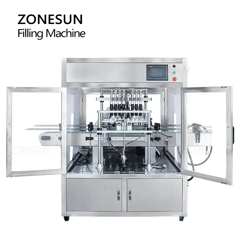 ZONESUN ZS-YTZL8A Máquina automática de llenado al vacío de 8 cabezales Botellas de spray líquido de perfume de aceite esencial con cubierta antipolvo