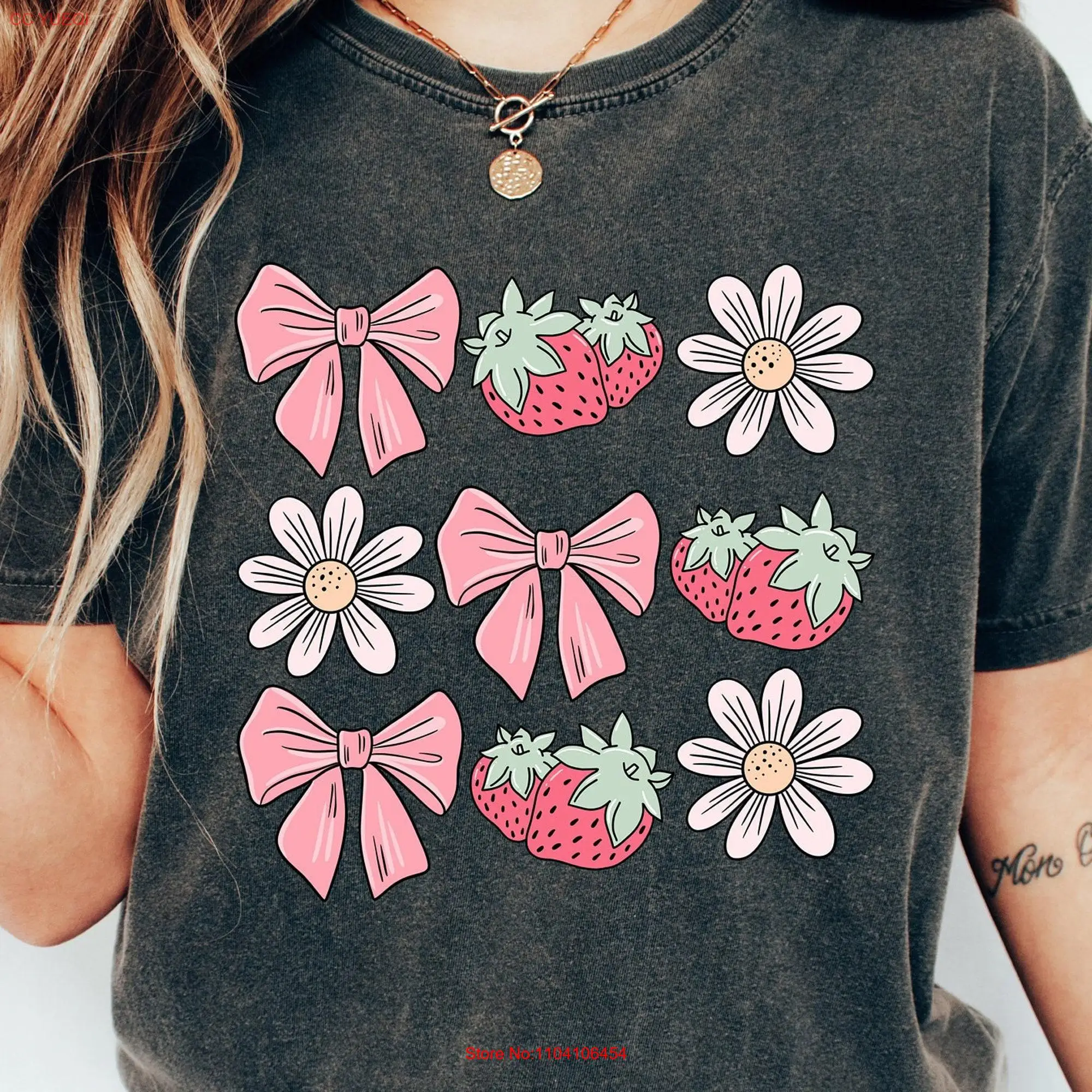 Retro Comfort Boho Strawberry T Shirt FruiT Summer Cute Lover Berry  long or short sleeves