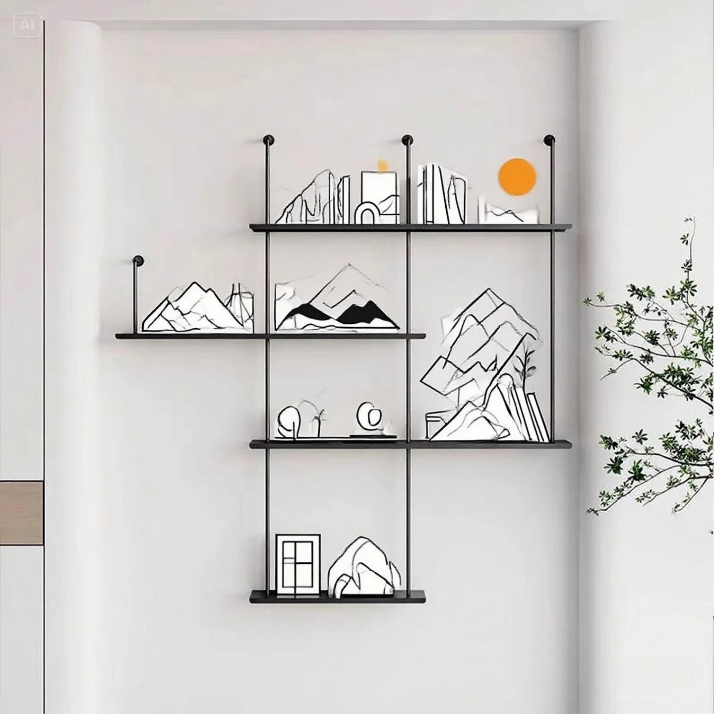 Prateleira de parede estante de armazenamento doméstico simples e moderno rack de exibição decorativo