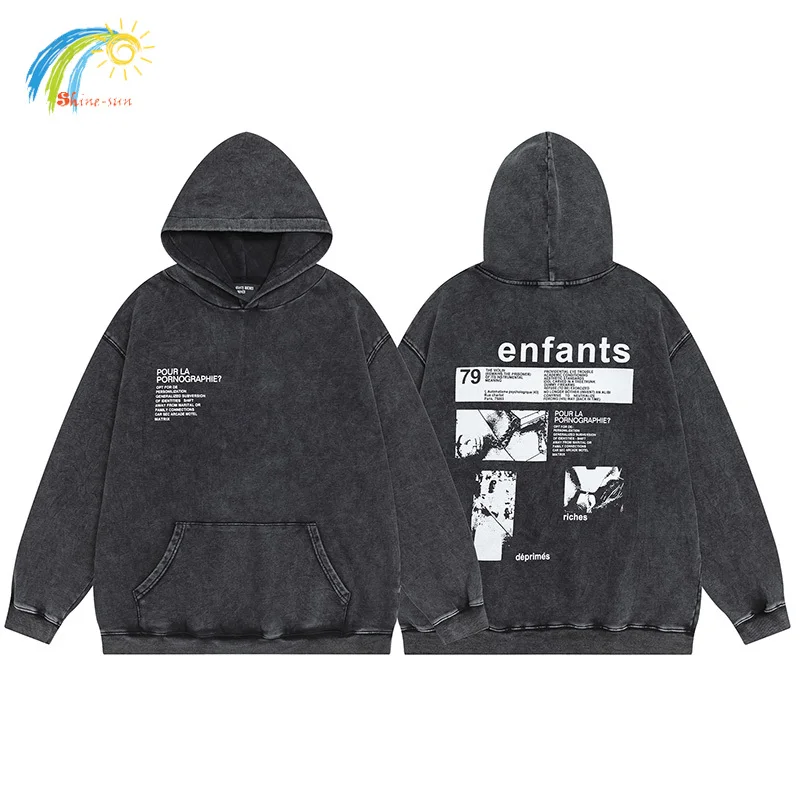 

24FW High Street Vintage Washed Black Enfants Riches Deprimes Hoodie Men Women Oversized Letters Logo Print ERD Pullovers Hooded