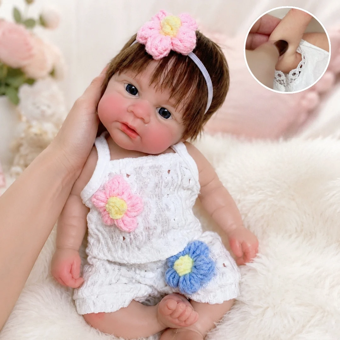 12.2 Inch Waterproof Elijah bebê reborn de silicone sólido Dolls With Rooted Hair & Open Mouth 3D Painted Skin Newborn Doll