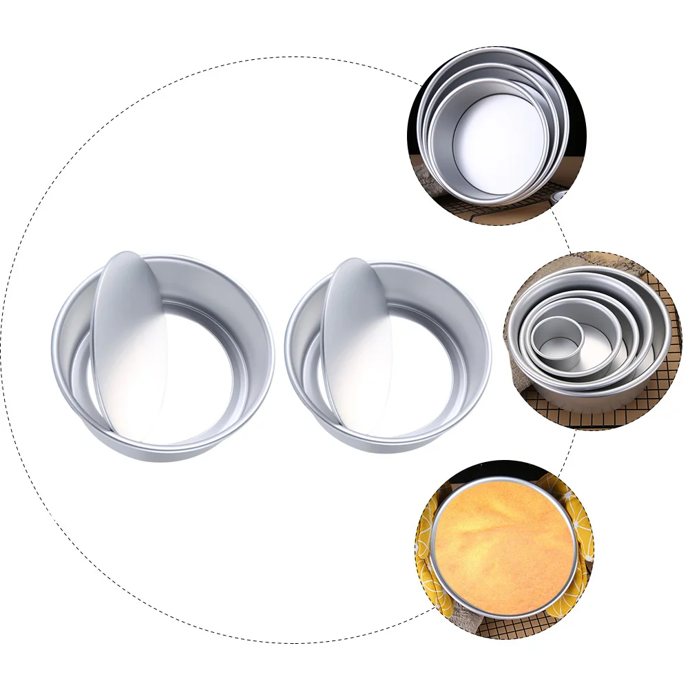 

2 pcs Non-Stick Round Mould Set Aluminum Alloy Baking Mold Easy Demould Diy Mousse Tool Baking Supplies For Home Bakery Round
