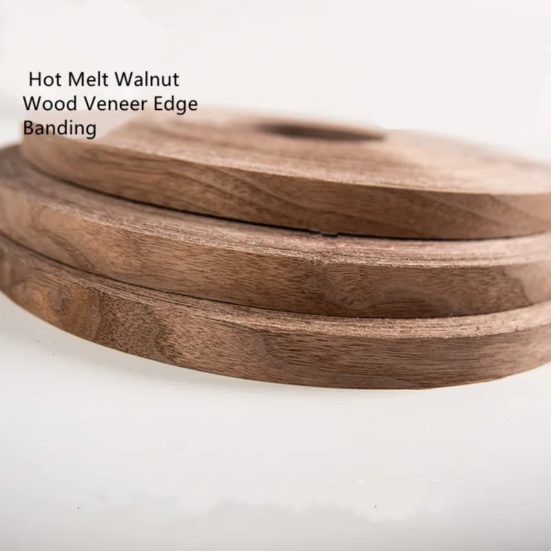 Natürliches schwarzes Walnussholzfurnier, Kantenanleimmaschine, vorgeklebt mit Heißschmelzklebeband, flexibles Holzband für Möbel – Detail 1