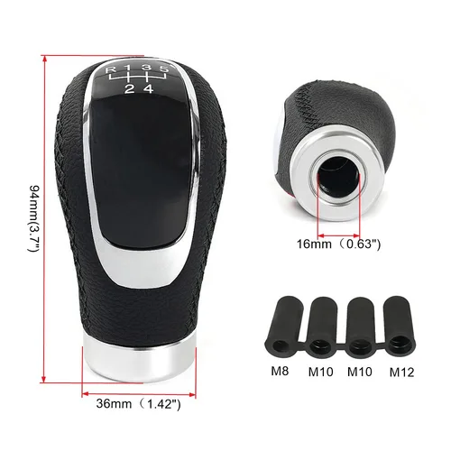 Imagen 2 del producto Perilla de palanca de cambios Universal de 5/6 velocidades, manija de palanca de cambios, palo modificado, accesorios de cuero para todos los modelos de coches manuales