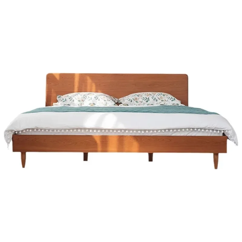 

Small island bed, solid wood bed, modern simple master bedroom Japanese bed, cherry wood tatami bed