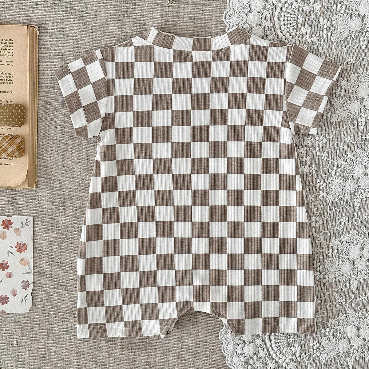 0-18 Months Toddler Baby Boy Girl Summer Short Outfit Checkered Short Sleeve T-shirt  Shorts Set Infant Casual Style Set