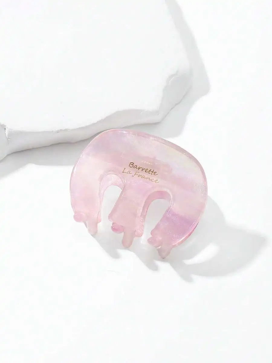

Pink Iridescent Hair Claw Clip For Women Elegant Small Hair Accessory Daily Casual Styling