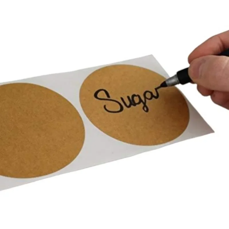 1PC/500 Stickers Custom Labels Stickers Kraft Paper Round Stickers Labelling Paper Items Classification Name Sticker