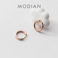 Modian Minimalist Design Hoop Earrings for Women 925 Sterling Silver Rose Gold Color Geometric Design Fashion Jewelry Bijoux