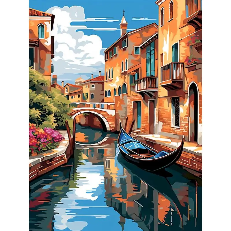 GATYZTORY Venice Picture Painting By Numbers Landscape Painting Numbers Coloring By Numbers DIY Kits for Beginners Living Room D