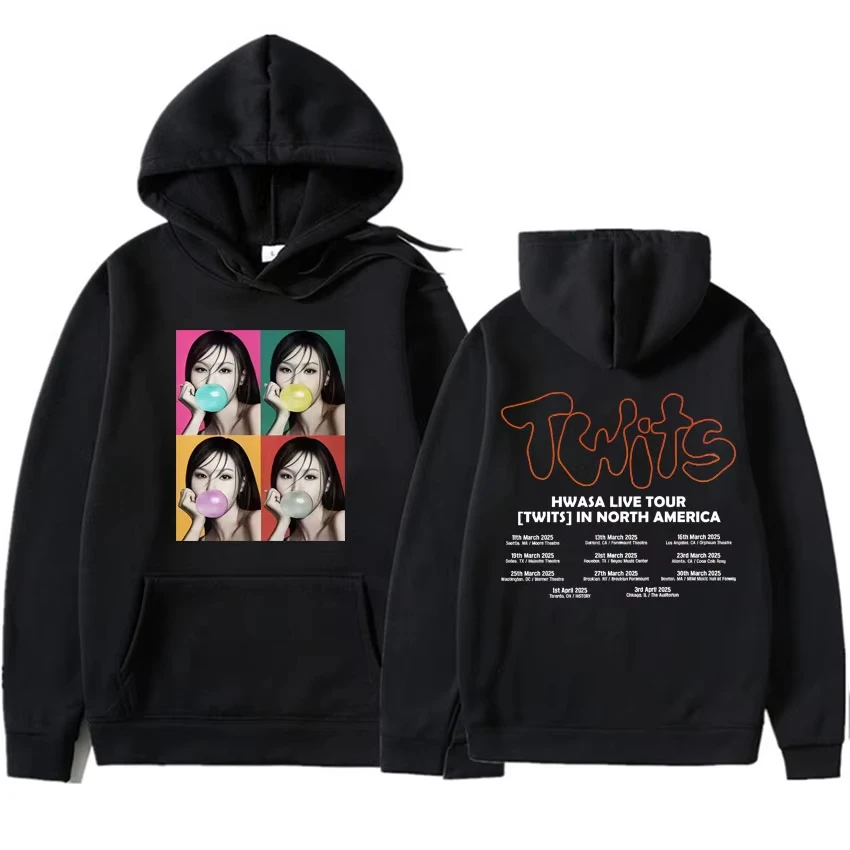 

Singer Hwasa Live 2025 Album Tour Twits Trendy Graphic Y2k Clothes Mens Sweatshirts Oversized Kpop Hoodies Casual Loose Pullover