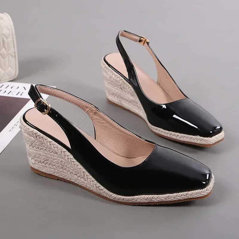 2025 Summer Fashion Ladies High Heels Women Wedges Shoes Brand Woman Party Shoes Elegant Women Pumps Plus Size 42 Heel 8cm D338