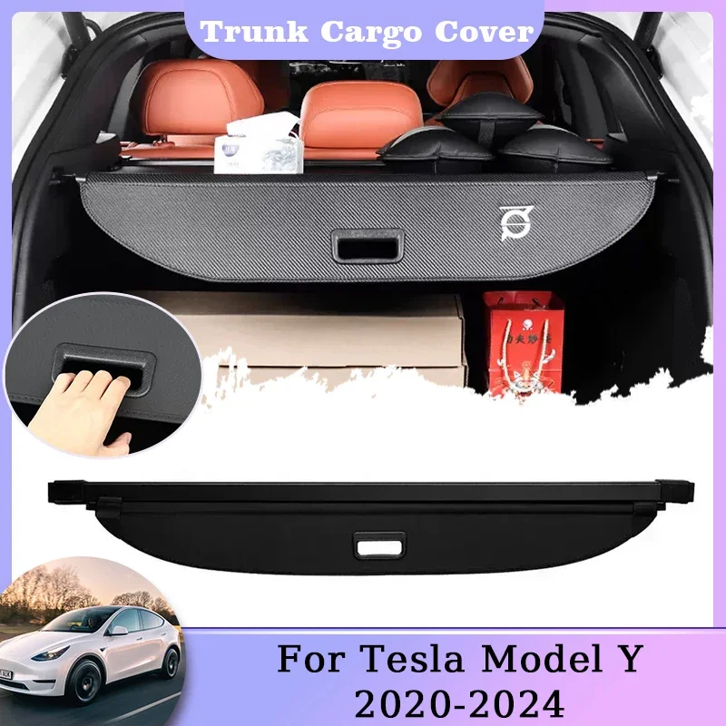 Copertura del bagagliaio posteriore dell\'auto per Tesla Model Y 2020 2021 2022 2023 2024 scudo retrattile Organizer partizione accessori per la