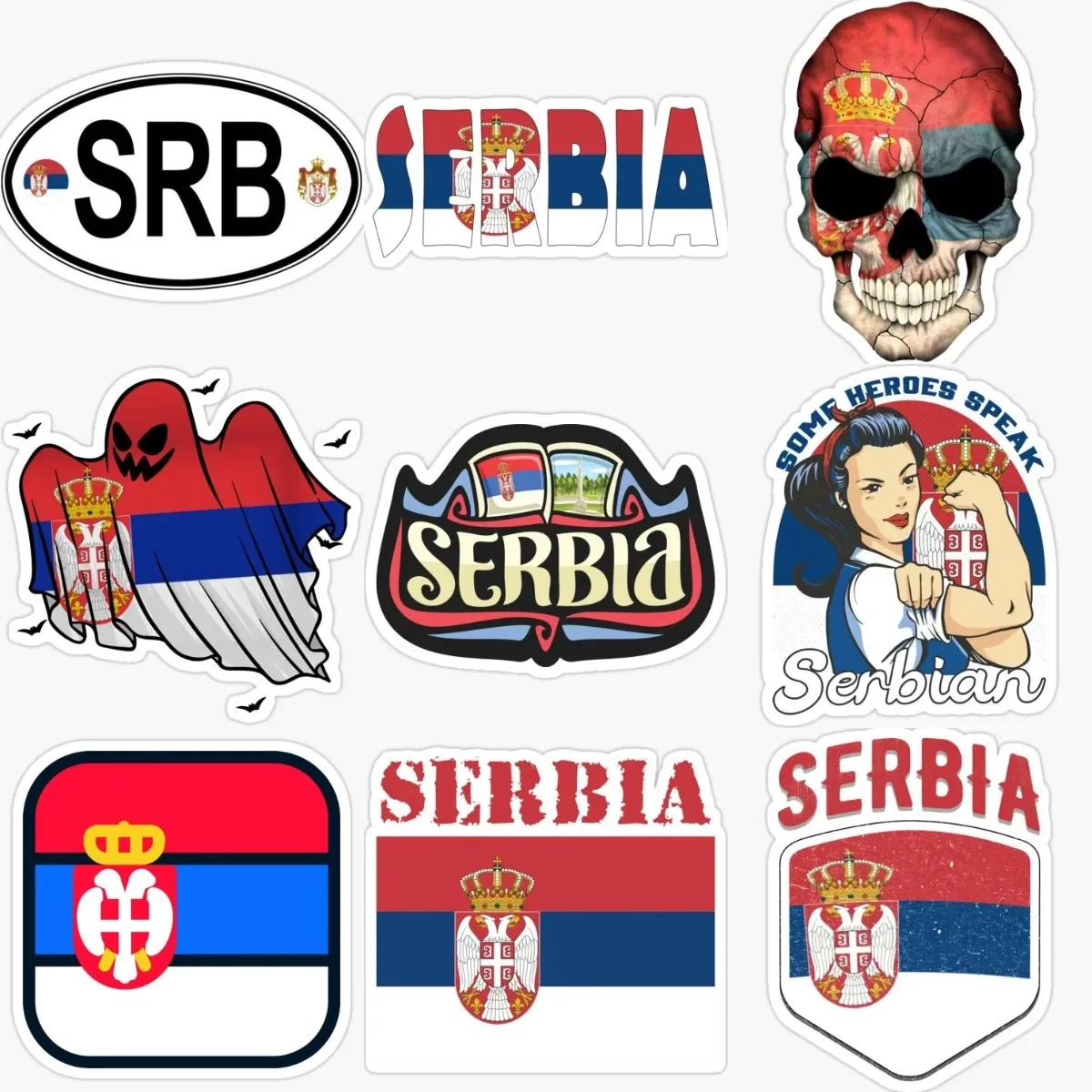 

Serbia SRB Flag National Emblem PVC Creative Stickers for Decorate Car Laptop Wall Room Truck Off-road Van Decal Accessories