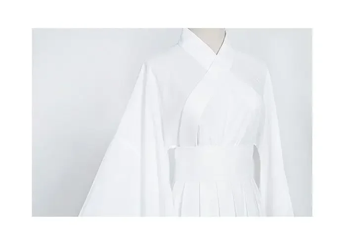 伝統的な中国の漢服、女性と男性のための白と黒の上着、スカート、下着