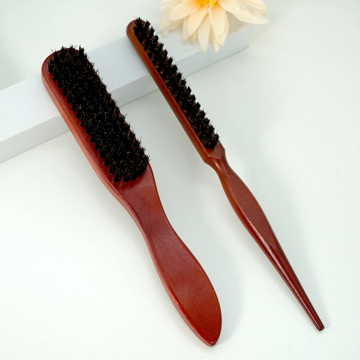 2pcs Premium Hairbrush with Wooden Handle-Reduces Frizz and Static- Scalp Massage Brush Set for All Hair Types