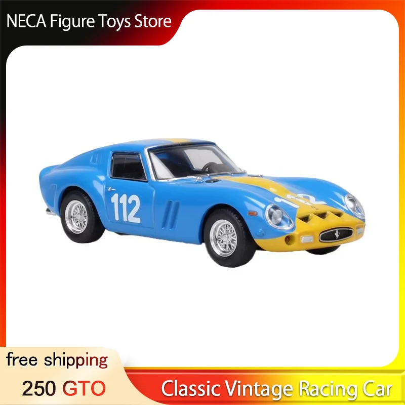 

1:64 250 GTO Classic Vintage Racing Car Blue Yellow #112 Livery Alloy Diecast Model Toys Gift For Boys