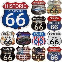 Route Historic 66 Road Metal Tin Signs Vintage Room Decor Retro Road Sign for Home Room & Garage Wall Decoration 12× 12 Inches