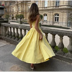 DSMTRC Women 2025 New Arrivals Elegant Formal Occasion Dress Summer Strapless Bodycon Dresses Yellow Guest Party Dresses Vestido