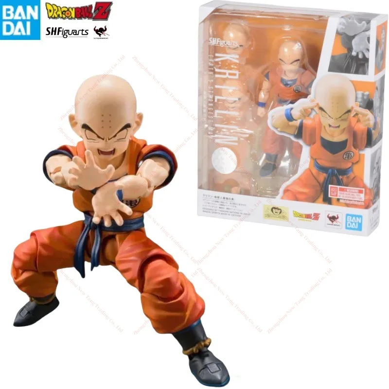 In Stock Original BANDAI S.H. Figuarts Krillin Dragon Ball Z Krillin Earth's Strongest Man Anime Action Figure Collection Gift