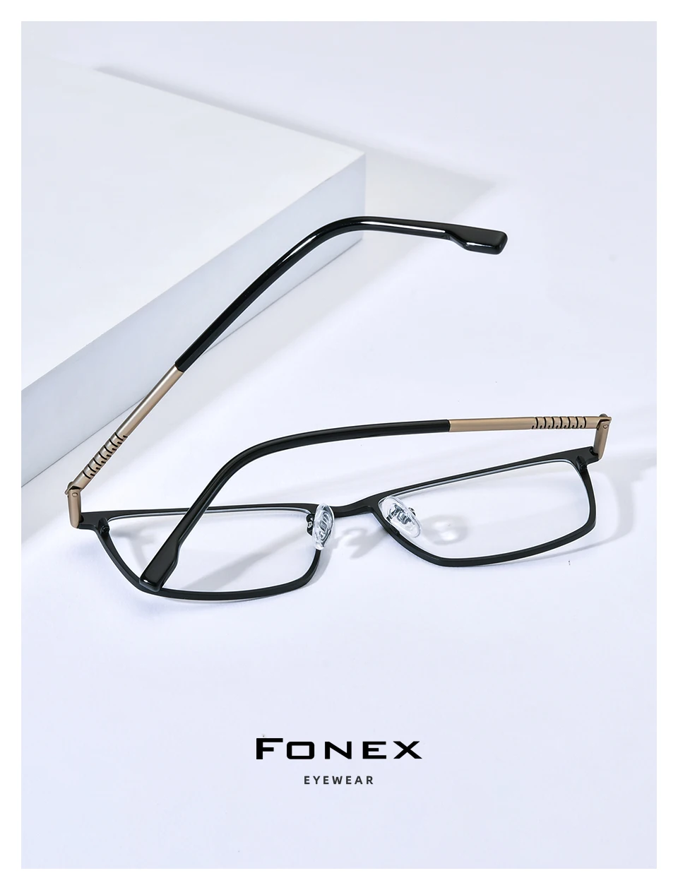 FONEX Titanium Glasses Frame Men Brand Design Square Ultralight Eyeglasses Japanese Ultralight-Weight High Quality Eyewear 85915