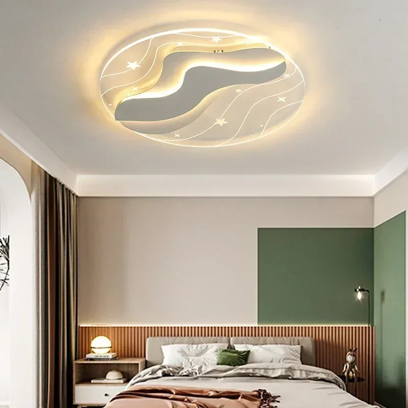 SANDYHA Romantic Warm White Ceiling Light LED Lamp Round Design for Bedroom Living Room with Remote Control Dimming Features