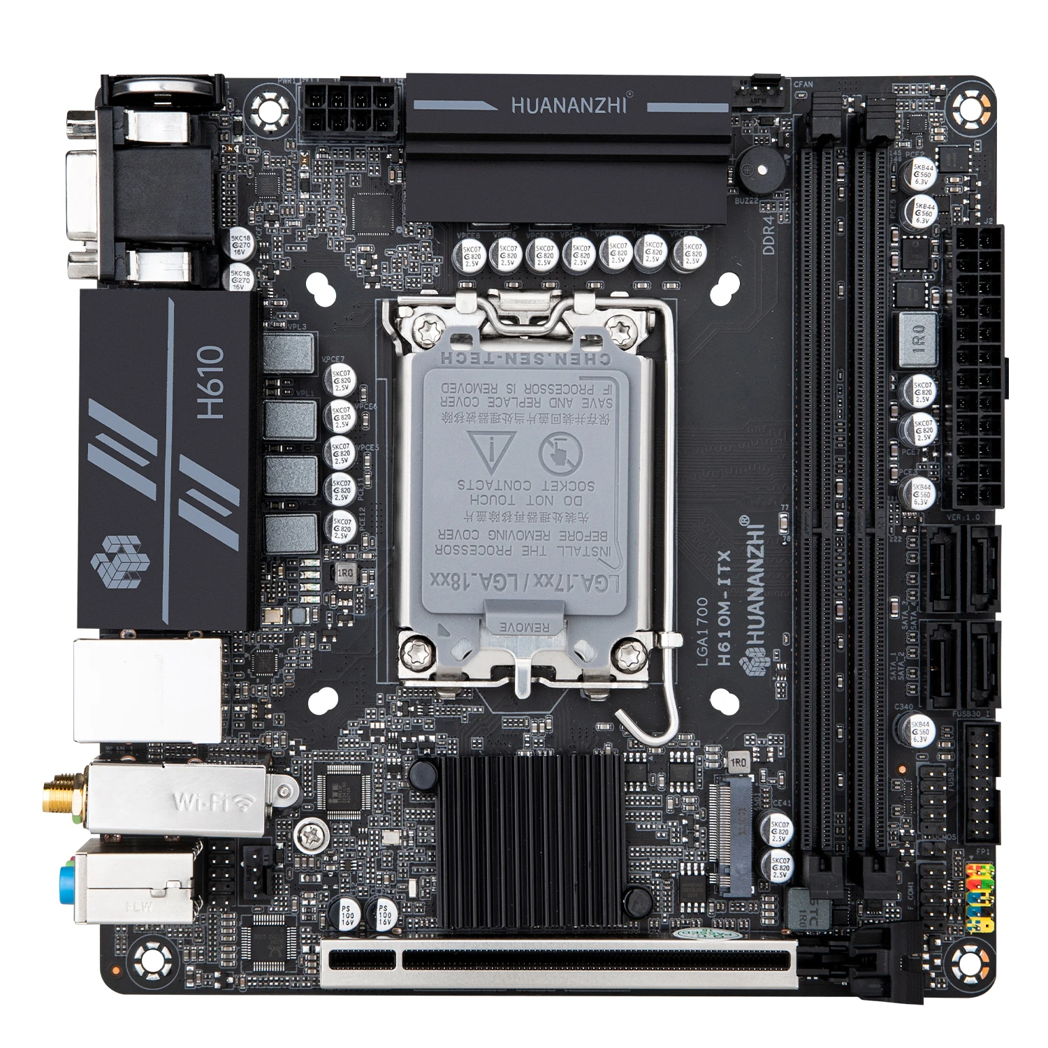 Imagem -02 - Huananzhi-lga 1700 Placa-mãe Itx H610m Suporte Ddr4 12 13 Gen Intel Core Cpu Nvme Cnvi Sata 3.0