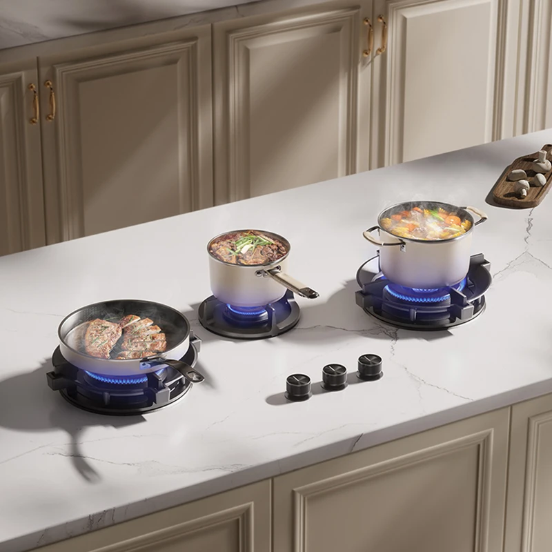 3-Burner Premium Gas Cooktop - 5.2KW Copper Burner with Flame Failure Protection, Built-in Panel Ready for Custom Kitchens