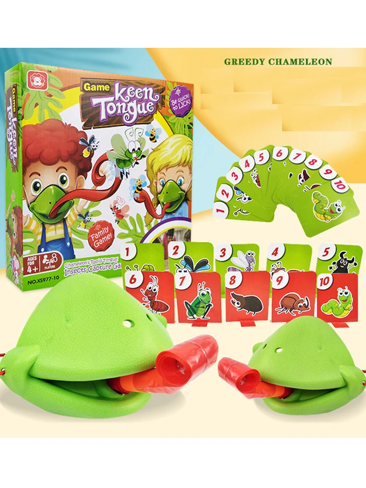 1 SET Frog Greedy Snake Chameleon Blowing Creative Tabletop Games Mask Mouth Fast Lizard Sticking Out Tongue Parent-Child Toys