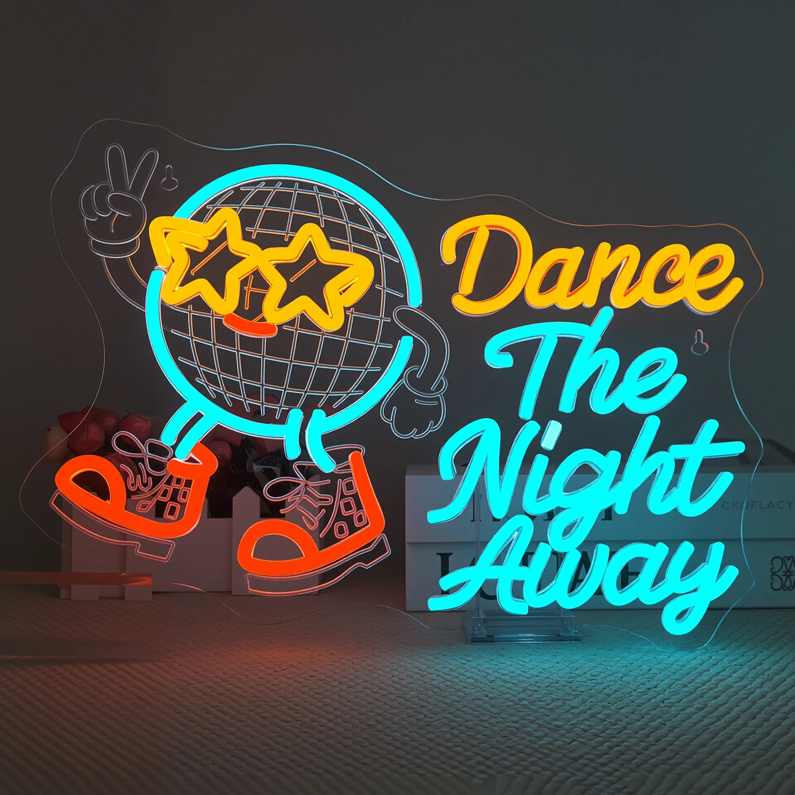 Dance The Night Away Neon Sign Dimmable LED Neon Light for Wall Decor with USB Power Disco Ball Design Party Decor
