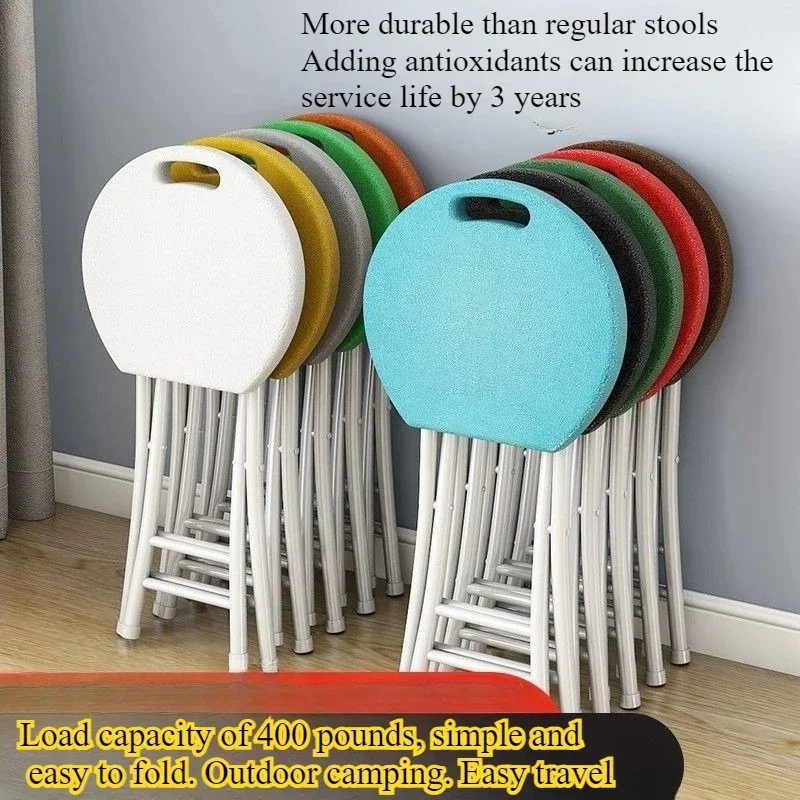 Portable small round stool plastic folding stool outdoor simple bench thickened plastic folding chair train stool wholesale