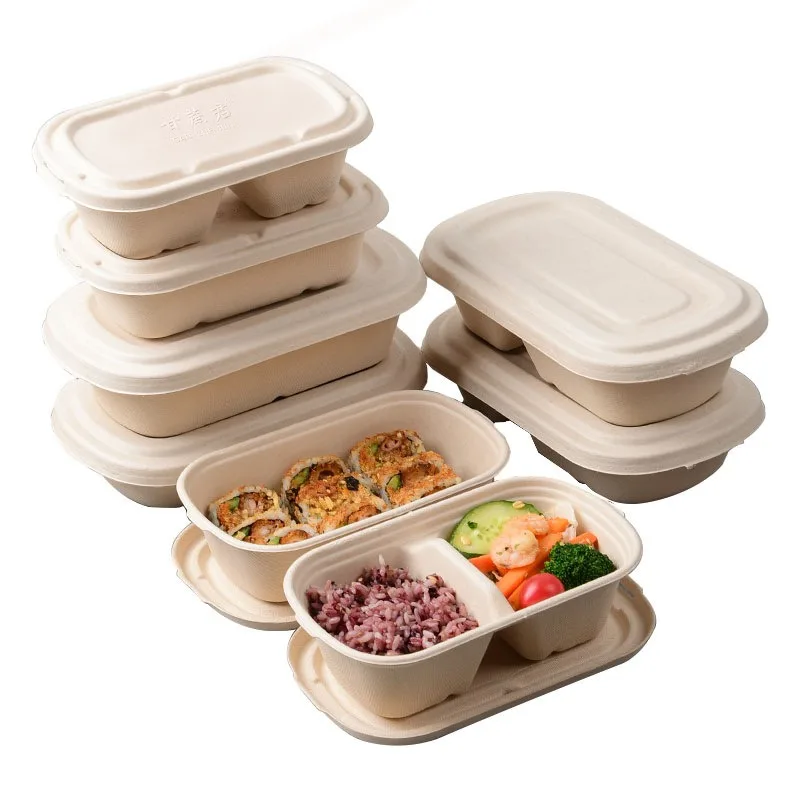 Light Salad Mochi Packing Boxes Disposable Lunch Boxes Biodegradable Takeout 700 ML Coca-Cola Compartment Bento Lunch Boxes