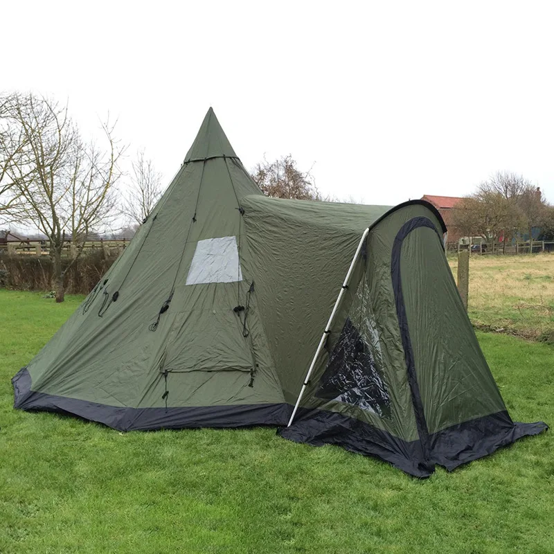 Four-season Pyramid Tent Spacious Front Hall for Shading Indiana-style Pointed Roof Oxford Fabric Waterproof