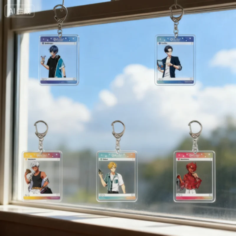 

Anime Obey Me!Barbatos Diavolo Mammon Lucifer Pendant Decor HD Acrylic key ring keychain Solomon Simeon Luke Toy for Gift 6CM