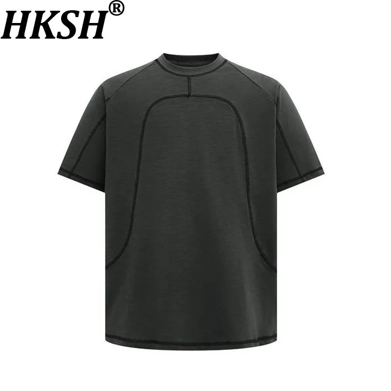

HKSH Летняя новая мужская футболка Tide Y2K Элегантная мода High Street Ретро Спортивная футболка с коротким рукавом Свободные модные повседневные топы Ins HK6479