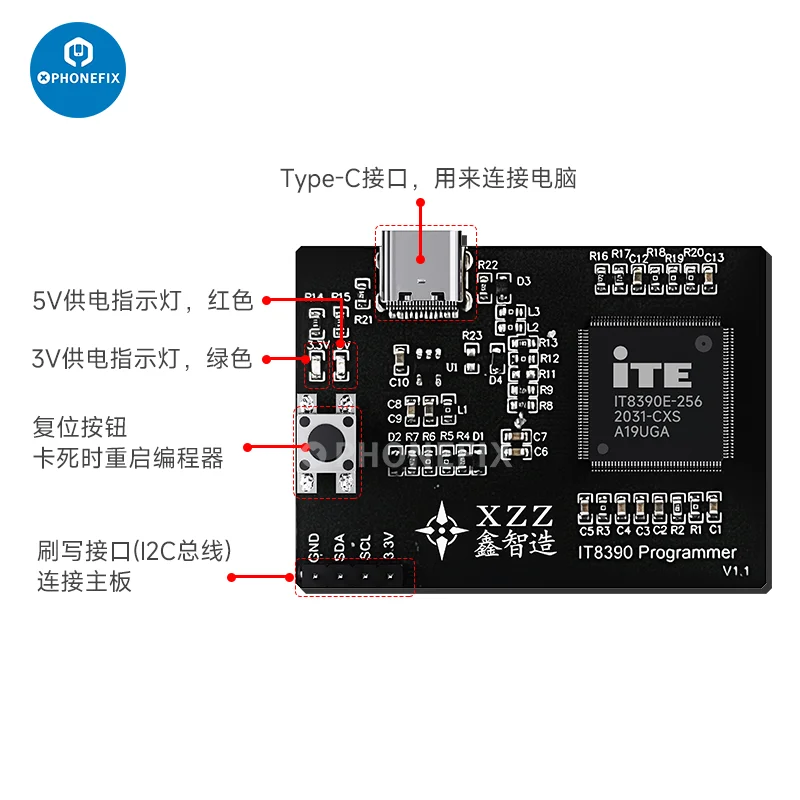 XZZ IT8390 Notebook computer laptop programmer iTE EC ITE85XX ITE83XX Series Chips Read Write Burning Tool without disassembly