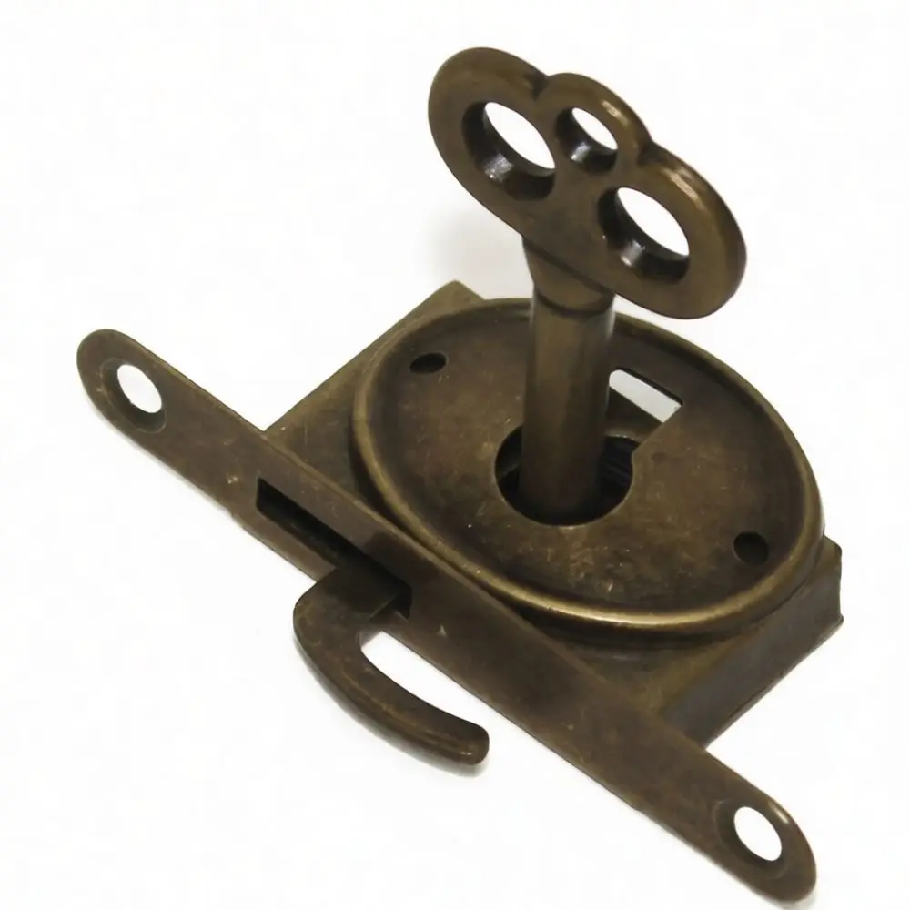 Vintage Chinese Style Furniture Lock Hidden Copper Latch For Drawer Jewelry Box Dresser Cabinet Security Antique Decorative