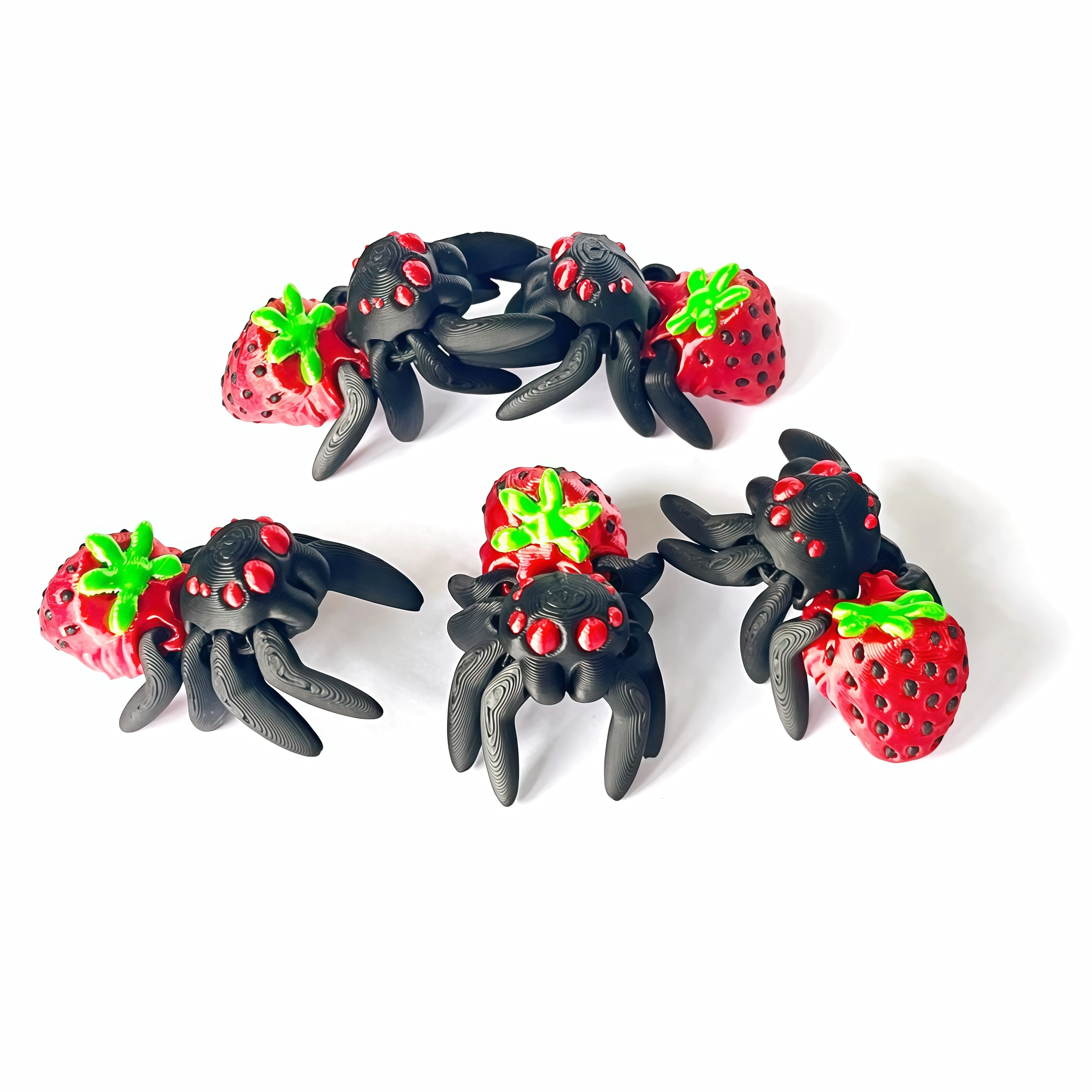 1/5 Pieces - 3D Printed Articulated Strawberry Spider Small Ornament, Indoor and Outdoor Table Decoration, Wedding, Birthday, Christmas, New Year Gift, Party Favor Filler