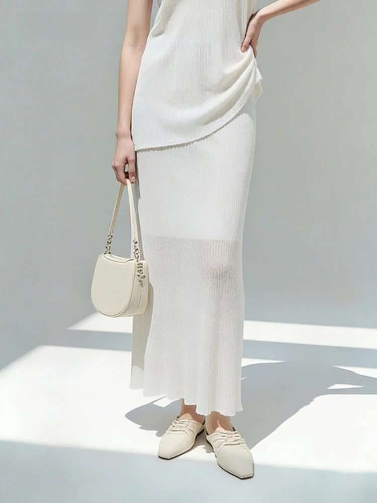 

Элегантная романтическая полуюбка для женщин, новая весенняя модель, с эластичной талией, из шелка, повседневная, для работы и отдыха на острове