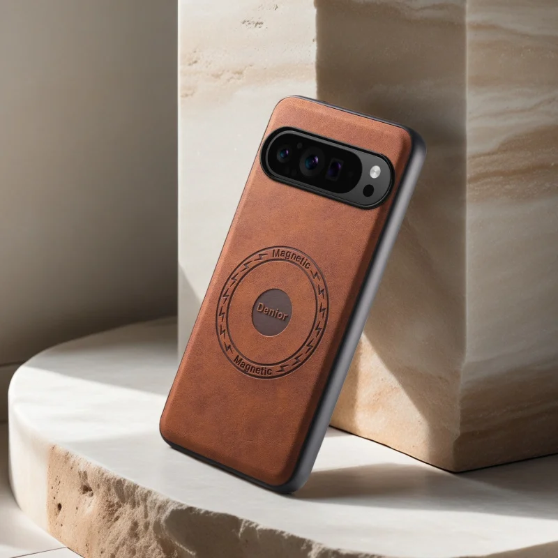 

PUVintage faux leather case suitable for GooglePixel 9/8/7/6ProRetro Pattern Magnetic Case with Card Slot and Shockproof Stand f