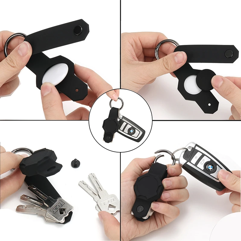 Man Accessories Key Organizer Anti-lost Ring Case For IP Airtags Keychain Silicone Case Waterproof Key Chain Ring Holder Case